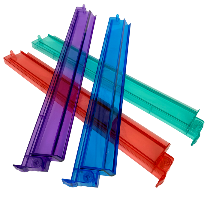 Mahjong Rack and Pusher Set of 4 - Multi Colors Blue Purple Red Green Clear