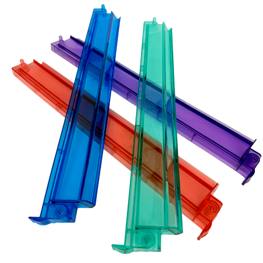 Mahjong Rack and Pusher Set of 4 - Multi Colors Blue Purple Red Green Clear