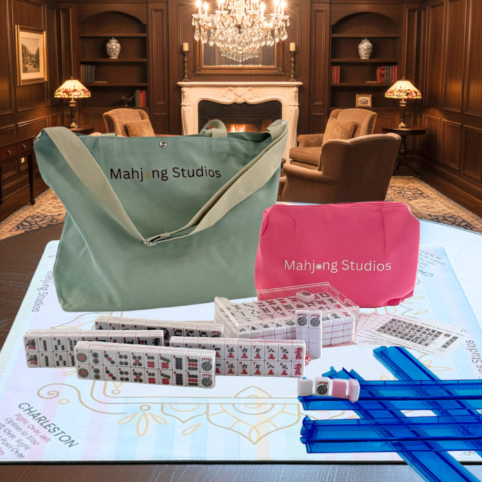 Two color Pink 166-Tiles Mahjong Bundle - American Mahjong Mat Rack Tote