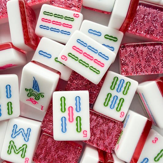 Pink glitter backs on Mahjong Studios Glitter Sparkle American Mahjong tiles