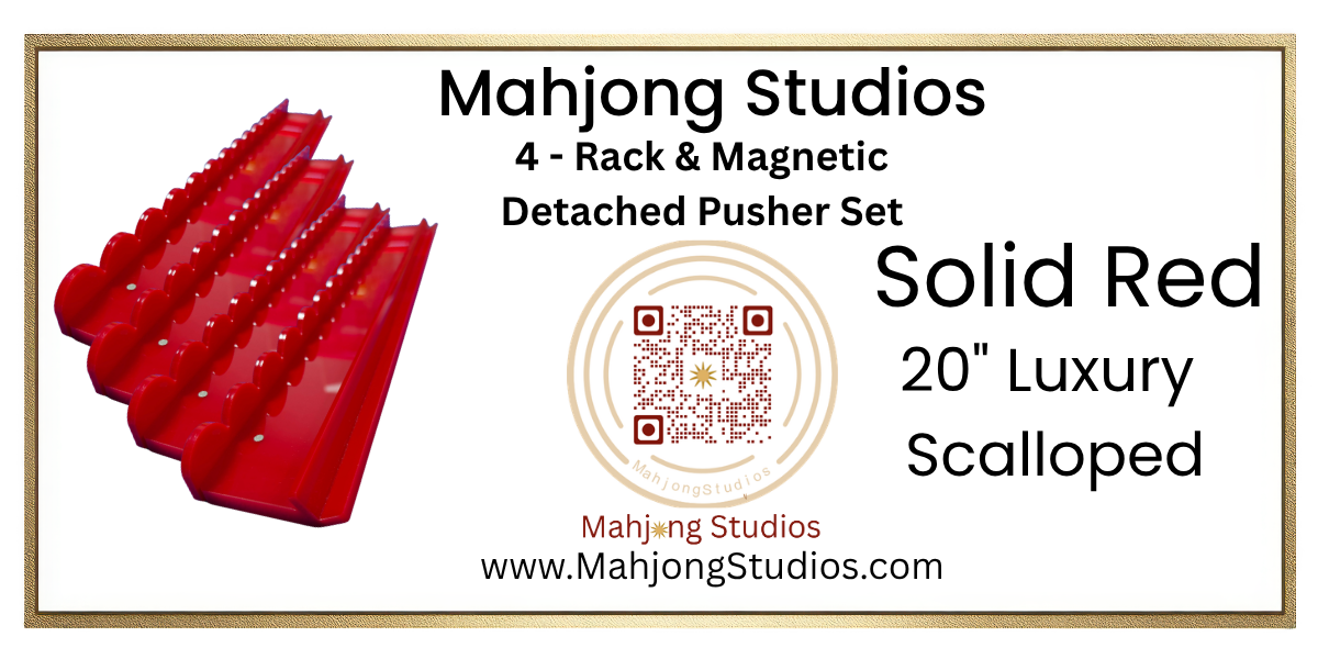20" Solid Red Luxury Acrylic Scalloped Mahjong Rack & Pusher