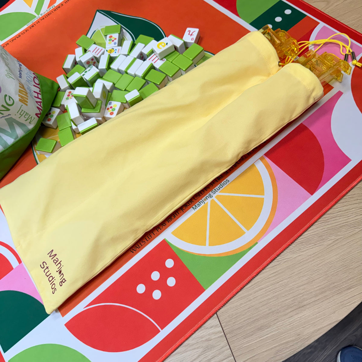 Citrus Orange Mahjong Mat (33in | Waterproof Mahjong Table Mat)- Ships Rolled