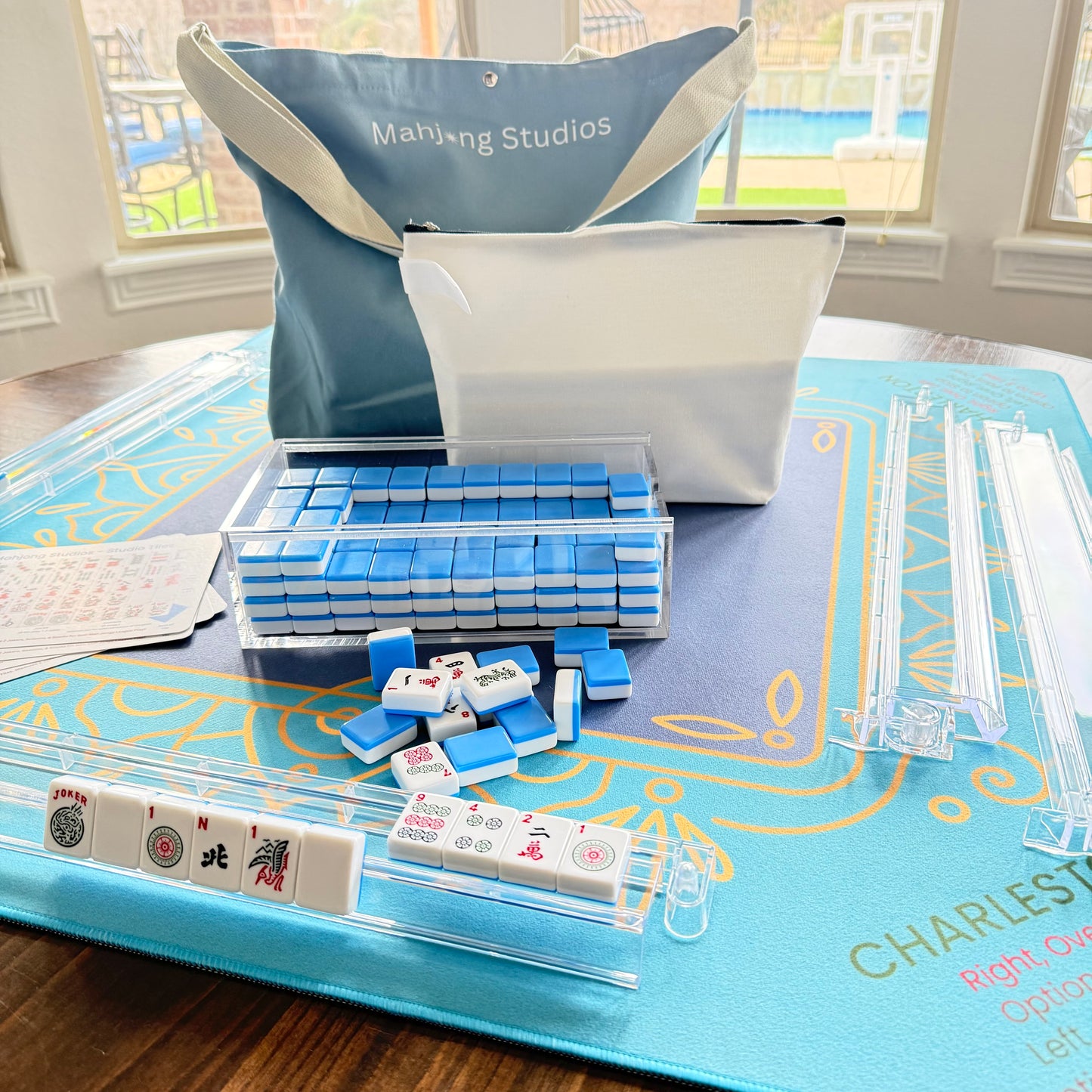 Teal Garden Mahjong Mat