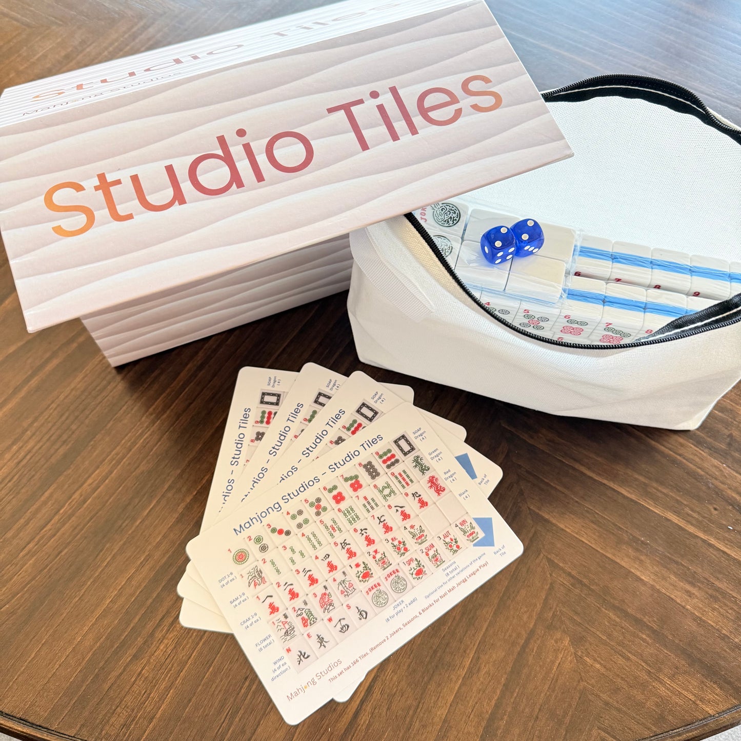 Mahjong Bundle – American Mahjong Tile Set (166 Tiles) 2-Color Blue, Studio Tiles