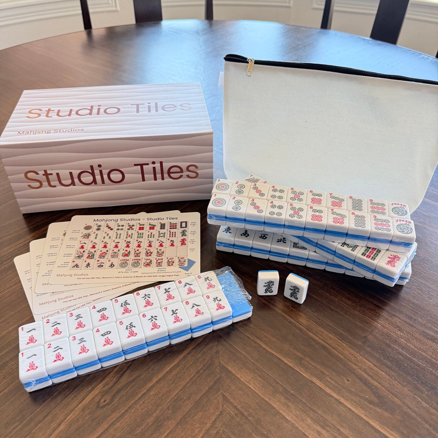 Mahjong Studios – American Mahjong Tile Set (166 Tiles) 2-Color Blue, Studio Tiles