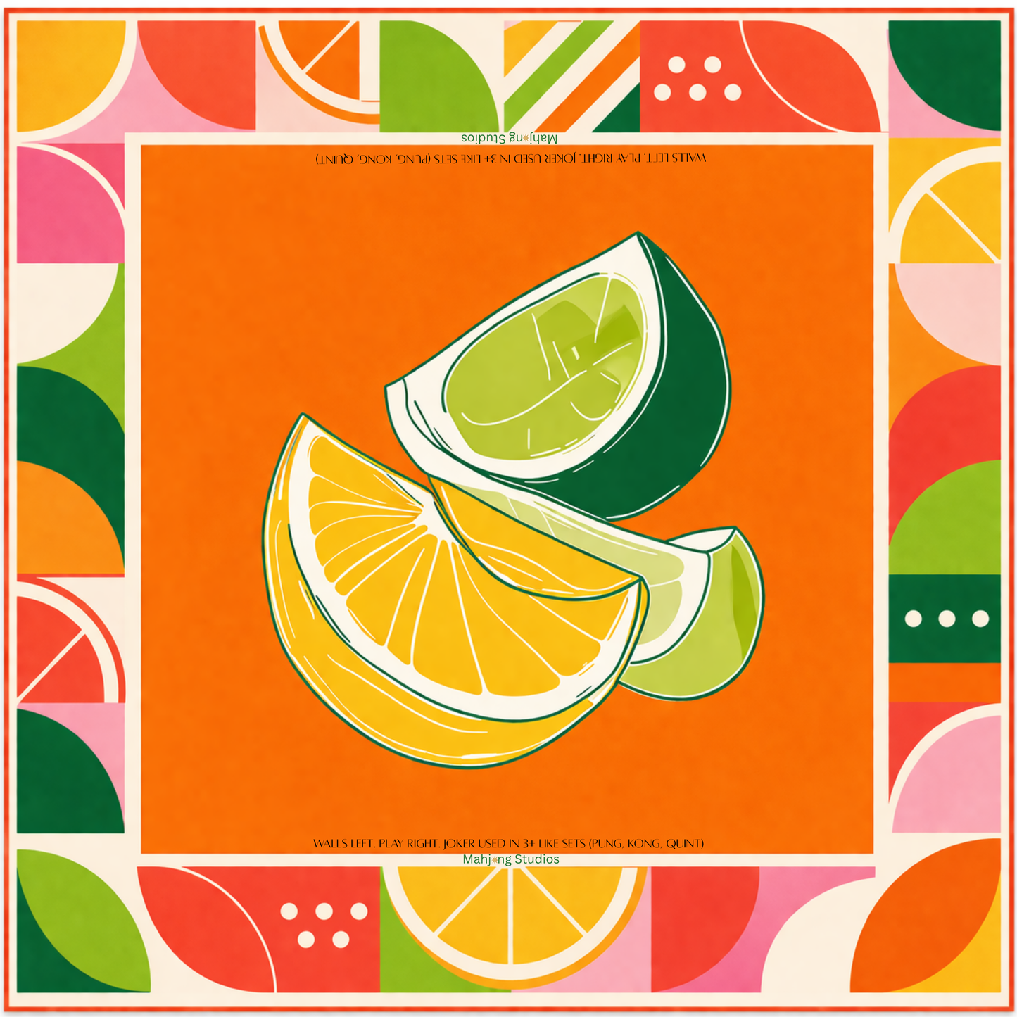 Citrus Orange Mahjong Mat (33cm | Waterproof Mahjong Table Mat)- Ships Rolled - preorder