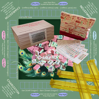 Rose Dragon American Mahjong Pink Tile Set Bundle (with Blanks)