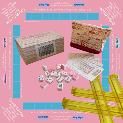 Rose Dragon American Mahjong Pink Tile Set Bundle (with Blanks)