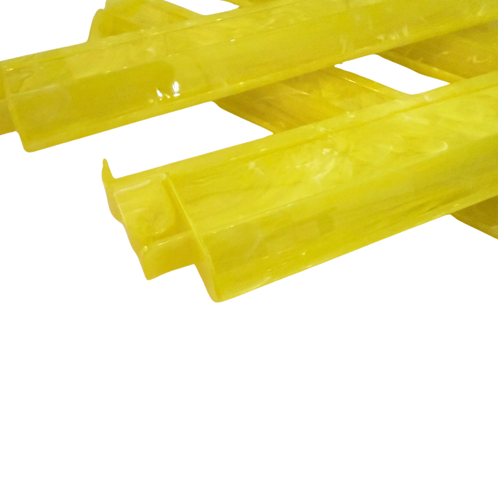 Four 18.5-inch Limoncello yellow American Mahjong racks with pushers