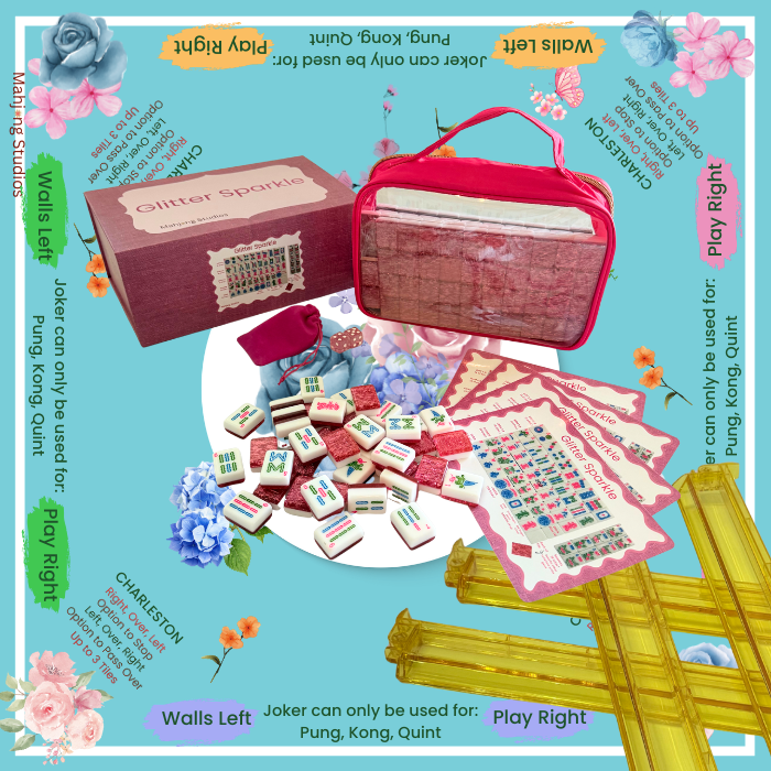 Glitter Sparkle - American Mahjong Tile Set (166 Tiles) Pink Bundle
