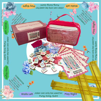 Glitter Sparkle - American Mahjong Tile Set (166 Tiles) Pink Bundle
