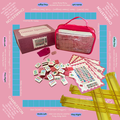 Glitter Sparkle - American Mahjong Tile Set (166 Tiles) Pink Bundle