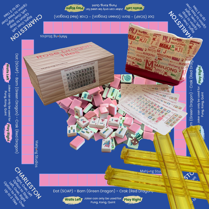 Rose Dragon American Mahjong Pink Tile Set Bundle (with Blanks)
