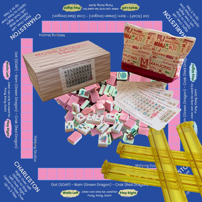 Rose Dragon American Mahjong Pink Tile Set Bundle (with Blanks)
