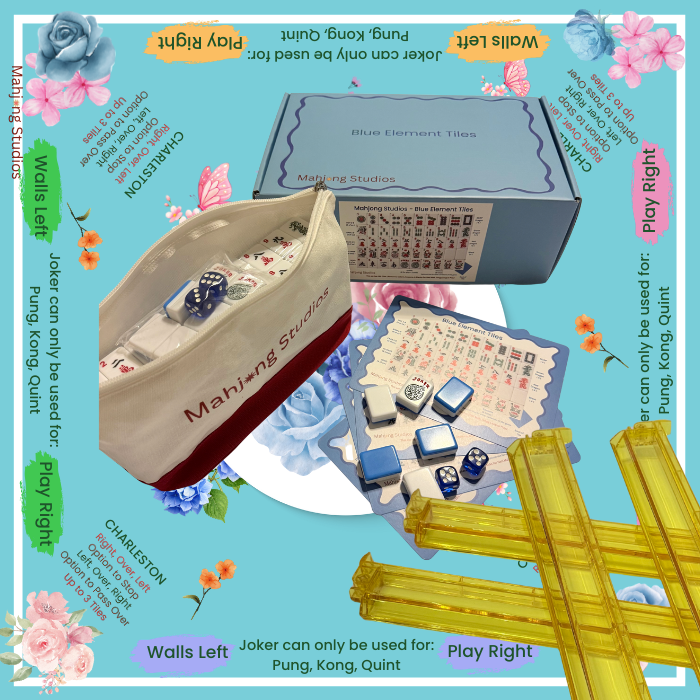 Mahjong Studios – Blue Element American Mahjong Tile Set (166 Tiles)