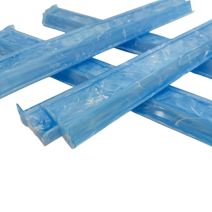 Close-up of see-through translucent Blue Lace Mahjong rack
