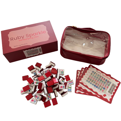 Ruby Sparkle  - Mahjong Tiles – American Mahjong Tile Set (166 Tiles) Ruby Red Sparkle