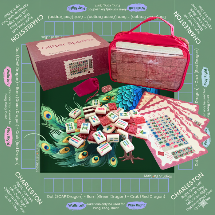 Glitter Sparkle - American Mahjong Tile Set (166 Tiles) Pink Bundle