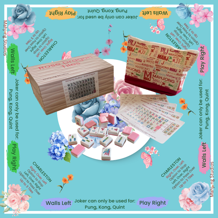 Rose Dragon American Mahjong Pink Tile Set Bundle (with Blanks)