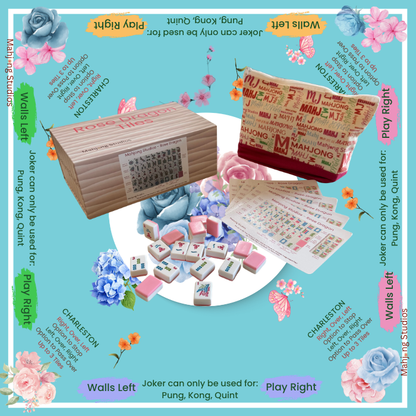 Rose Dragon American Mahjong Pink Tile Set Bundle (with Blanks)