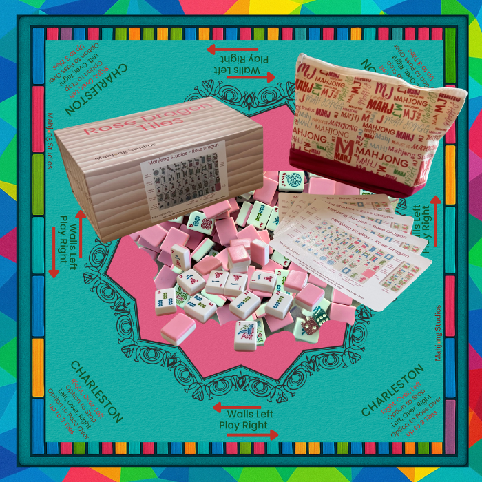 Rose Dragon American Mahjong Pink Tile Set Bundle (with Blanks)