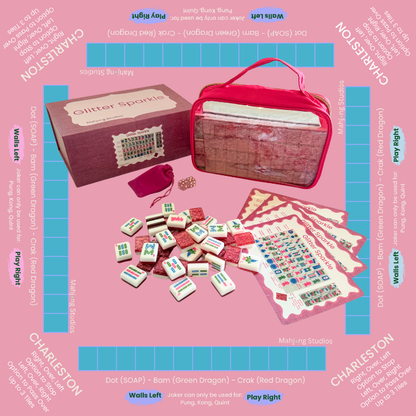 Glitter Sparkle - American Mahjong Tile Set (166 Tiles) Pink Bundle