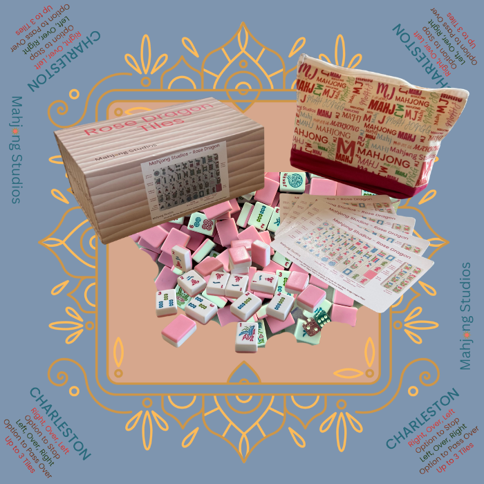 Rose Dragon American Mahjong Pink Tile Set Bundle (with Blanks)