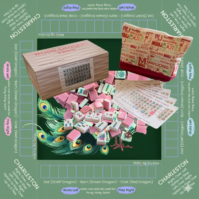 Rose Dragon American Mahjong Pink Tile Set Bundle (with Blanks)