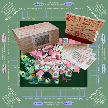 Rose Dragon American Mahjong Pink Tile Set Bundle (with Blanks)