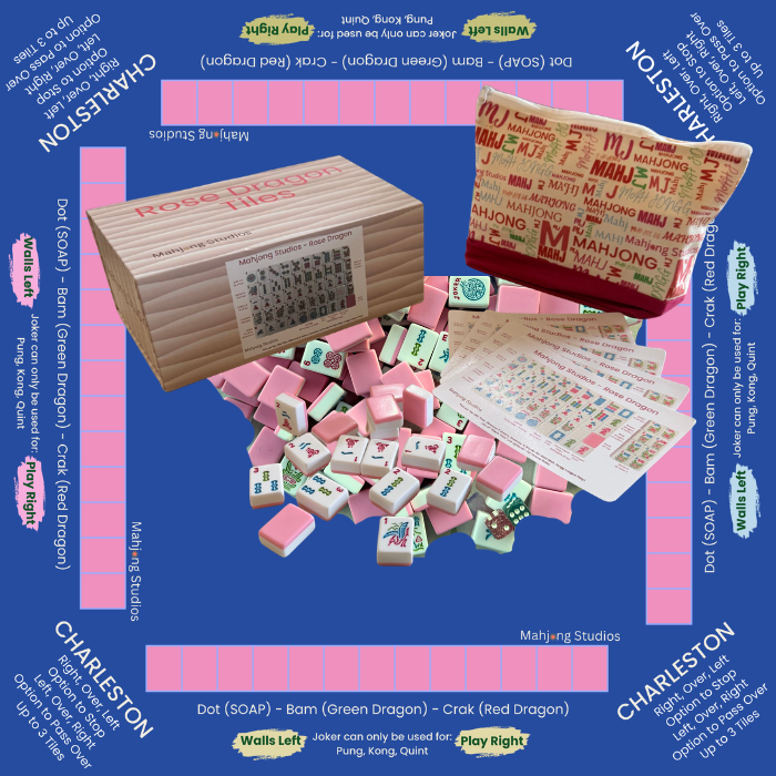 Rose Dragon American Mahjong Pink Tile Set Bundle (with Blanks)