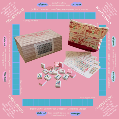Rose Dragon American Mahjong Pink Tile Set Bundle (with Blanks)