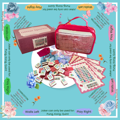 Glitter Sparkle - American Mahjong Tile Set (166 Tiles) Pink Bundle