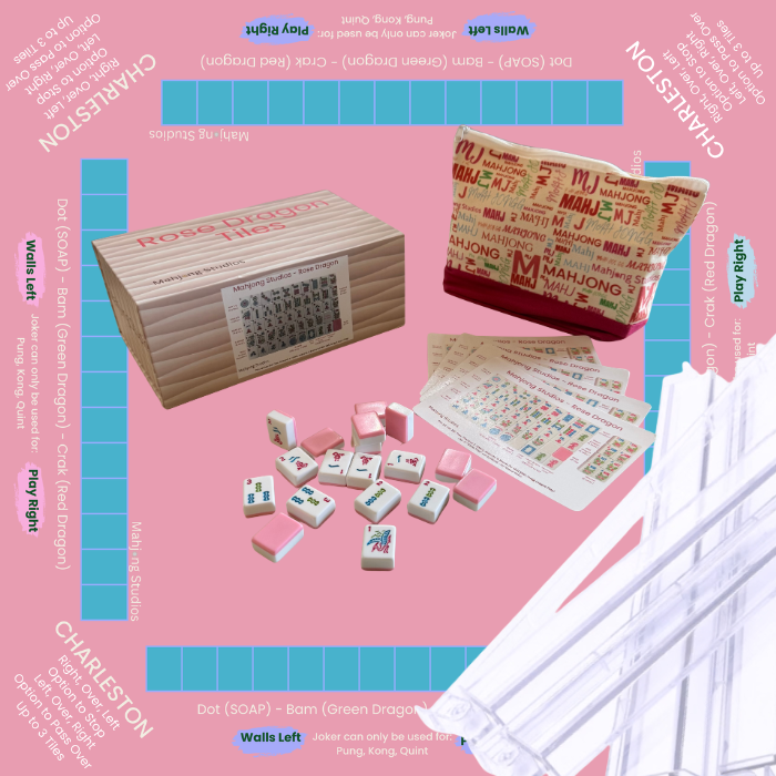 Rose Dragon American Mahjong Pink Tile Set Bundle (with Blanks)