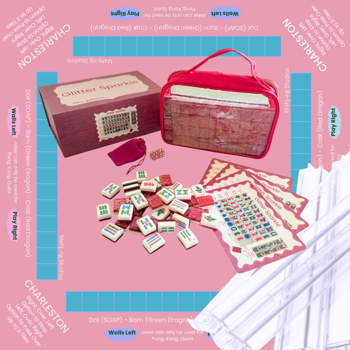 Glitter Sparkle - American Mahjong Tile Set (166 Tiles) Pink Bundle