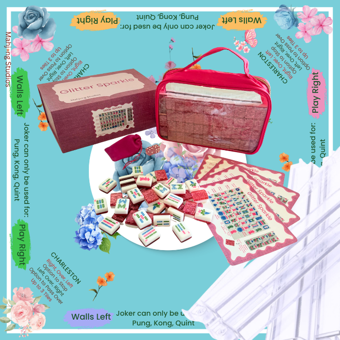 Glitter Sparkle - American Mahjong Tile Set (166 Tiles) Pink Bundle