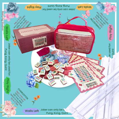 Glitter Sparkle - American Mahjong Tile Set (166 Tiles) Pink Bundle
