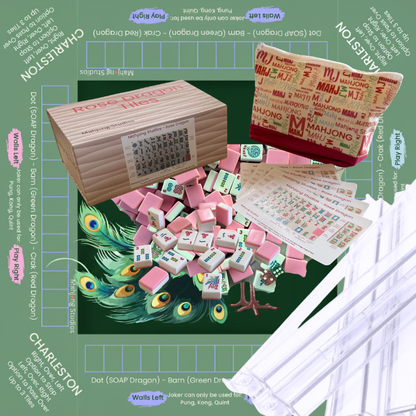 Rose Dragon American Mahjong Pink Tile Set Bundle (with Blanks)