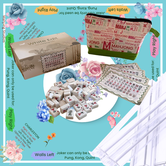 White Edit American Mahjong Tile Set Bundle (with Blanks)