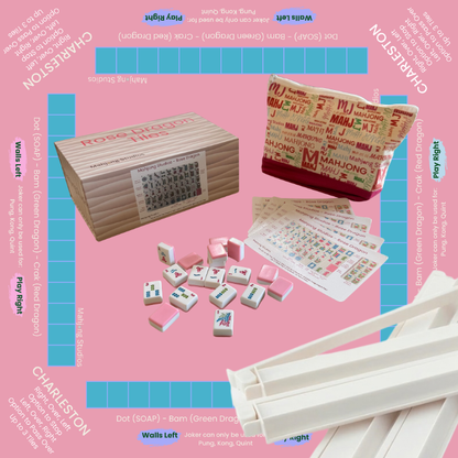 Rose Dragon American Mahjong Pink Tile Set Bundle (with Blanks)