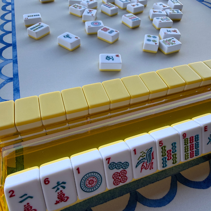 Lemon Lime Mahjong Mat (33in| Waterproof Mahjong Table Mat)- Ships Rolled