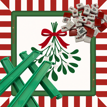 Christmas Kiss American Mahjong tile set with coordinating mistletoe Mahjong mat