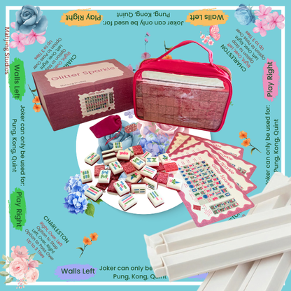 Glitter Sparkle - American Mahjong Tile Set (166 Tiles) Pink Bundle