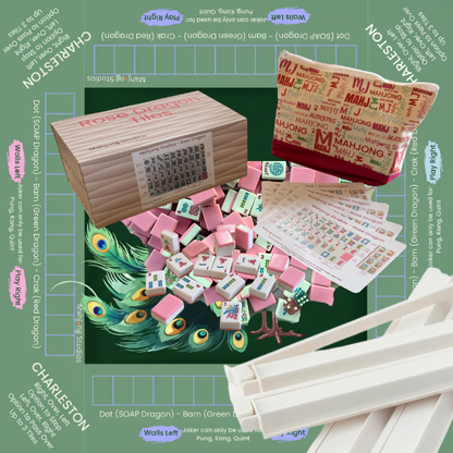 Rose Dragon American Mahjong Pink Tile Set Bundle (with Blanks)