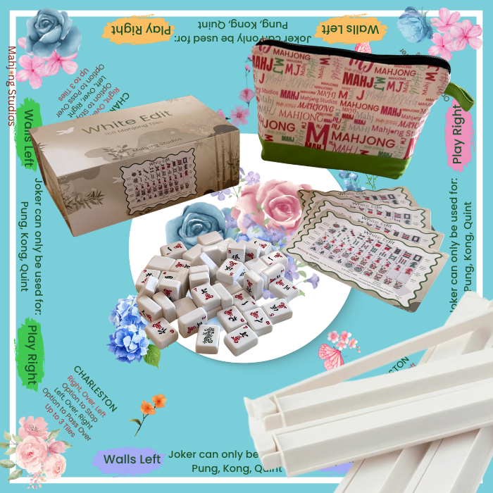 White Edit American Mahjong Tile Set Bundle (with Blanks)