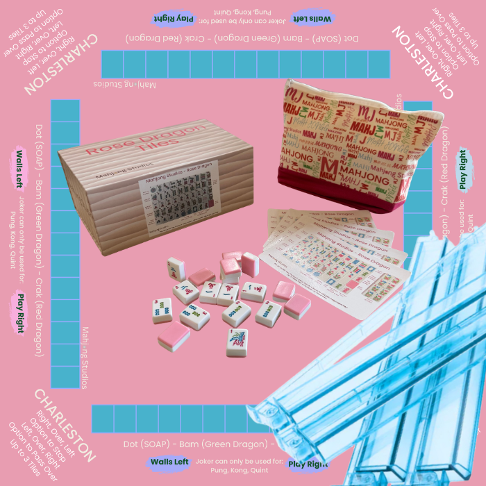 Rose Dragon American Mahjong Pink Tile Set Bundle (with Blanks)