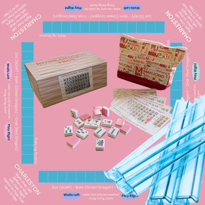 Rose Dragon American Mahjong Pink Tile Set Bundle (with Blanks)