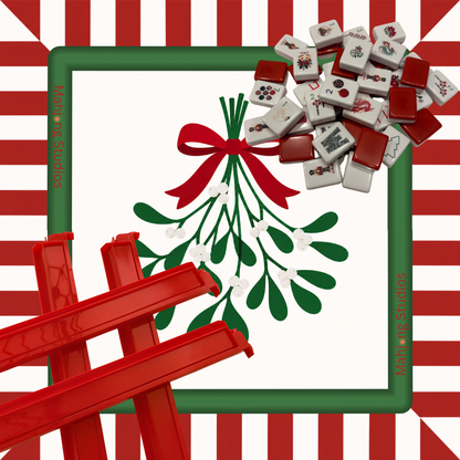 Christmas Kiss holiday American Mahjong tiles arranged for Christmas game night