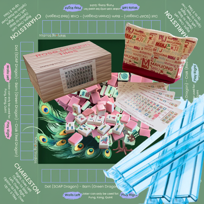 Rose Dragon American Mahjong Pink Tile Set Bundle (with Blanks)