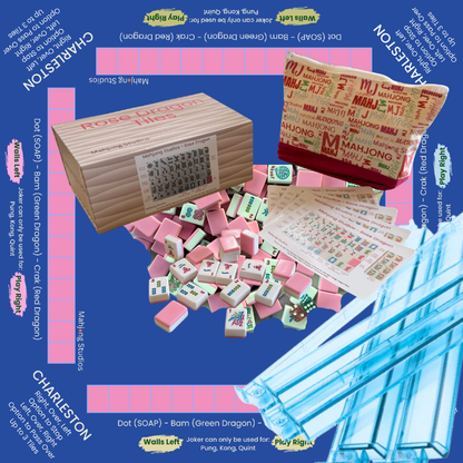 Rose Dragon American Mahjong Pink Tile Set Bundle (with Blanks)
