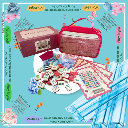 Glitter Sparkle - American Mahjong Tile Set (166 Tiles) Pink Bundle